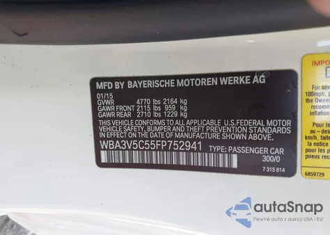 2015 BMW 428I from USA, damaged, VIN WBA3V5C55FP752941